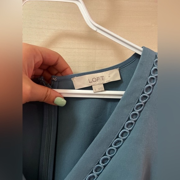 🔴 LOFT blue sleeveless dress size 0 flowy fun summer casual dressy - Picture 4 of 8